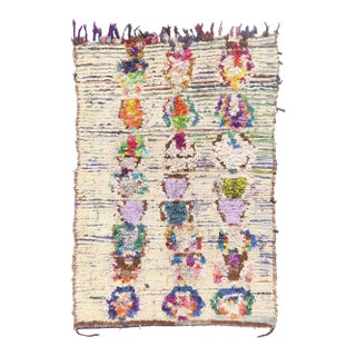Vintage Azilal Boucherouite Moroccan Rug, 04'10 X 06'10 For Sale