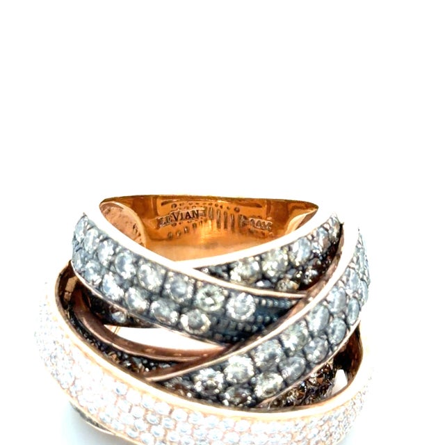 Early 21st Century Le Vian, Champagne Diamond and Diamond Ring, 14k Rose and Blackened Gold, Size 7 For Sale - Image 5 of 7