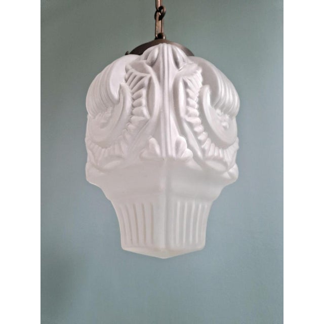 Art Deco Pendant Light in Frosted Clear Glass, 1920s-1930s For Sale - Image 14 of 18