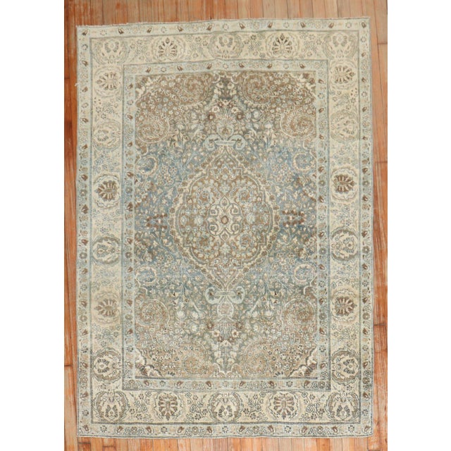 1st quarter of the 20th century Persian Formal Tabriz rug in blue-green, beige and brown. Measures: 4.6'' x 6.2''.