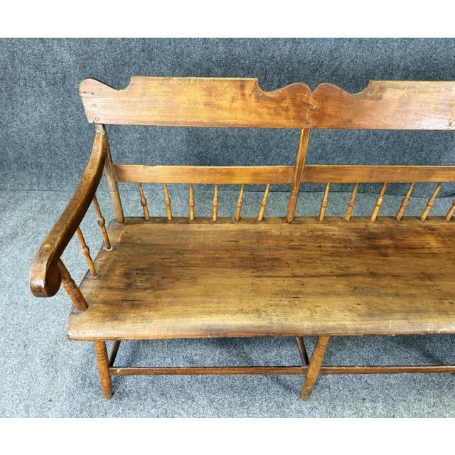 Wood 19th Century Solid Maple Bench For Sale - Image 7 of 12