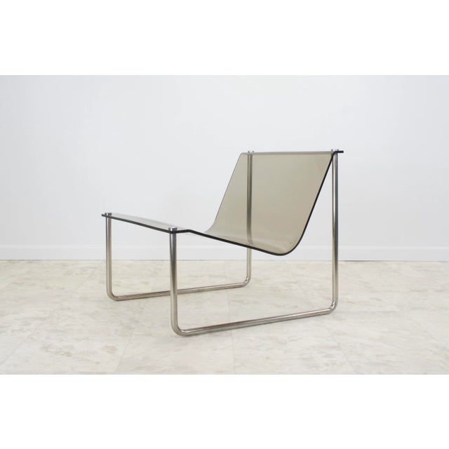 1960s Charles Hollis Jones Smoked Lucite Sling Chair For Sale - Image 11 of 11