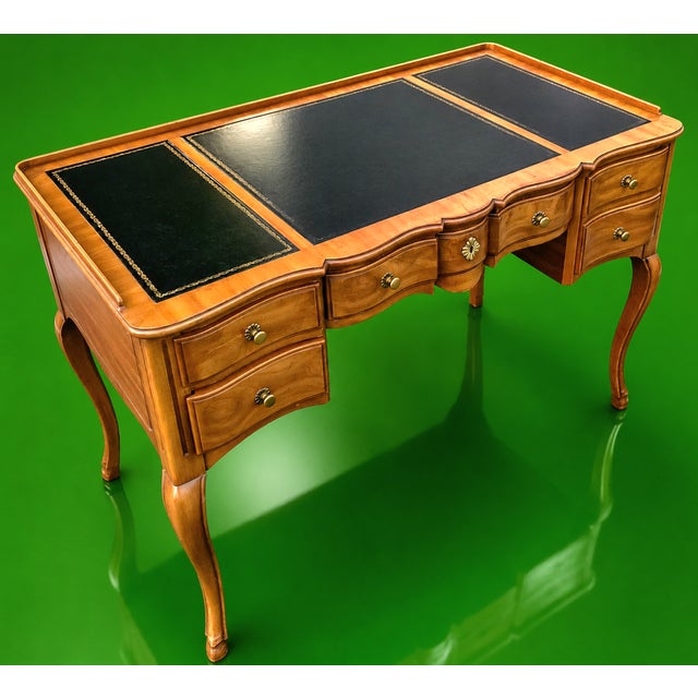 Mid 20th Century Fine Wm. A. Berkey Figured Cherry Leather-Top Louis XV Style Writing Desk for John Widdicomb, Circa 1950 For Sale - Image 5 of 12