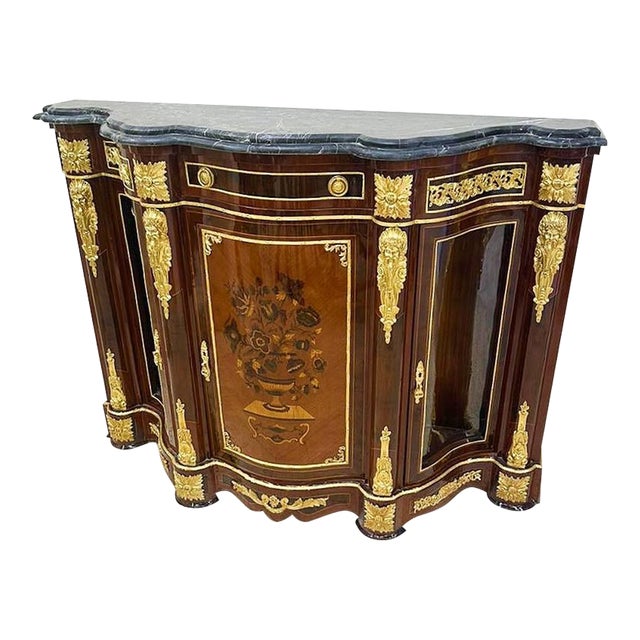 French Style Sideboard Marble Topped Bronze Details For Sale