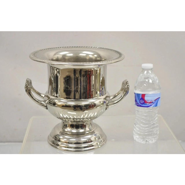 Vintage Regency Style Silver Plated Trophy Cup Champagne Chiller Ice Bucket with Monogram. Item features "NDM" monogram to...