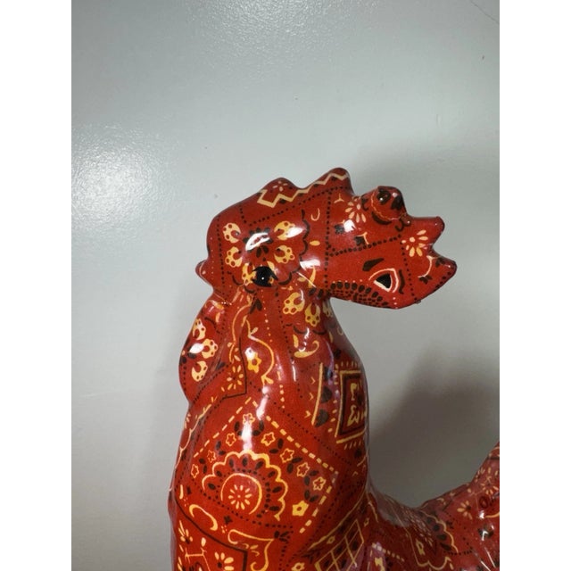 Large Porcelain Rooster Figurine Red Paisley Bandana Farmhouse Country Decor For Sale In Philadelphia - Image 6 of 14