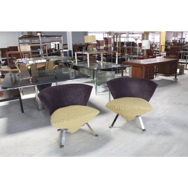 Pair of Saporiti Italian Mid Century Modern Fan Back Two Tone Lounge Chairs MINT!