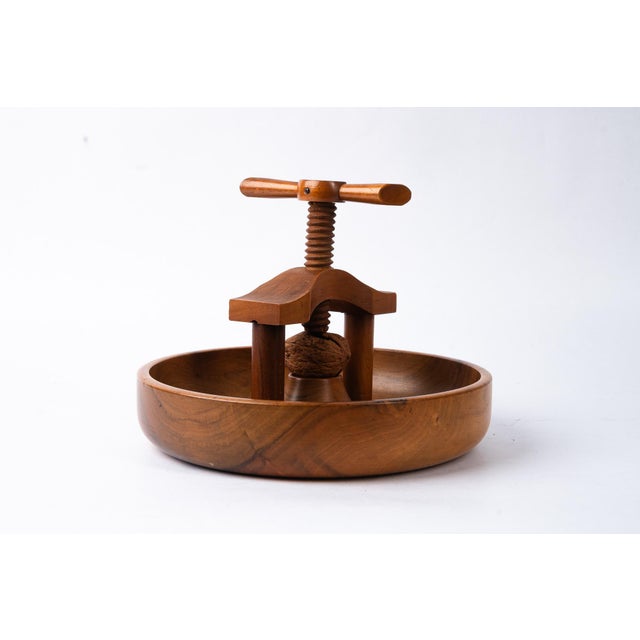 Nutcracker with bowl made from nutwood around 1950s Original condition