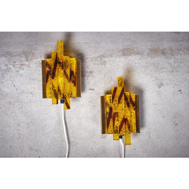 Mid-Century Modern Mid-Century Danish Crystal Glass Sconces, Set of 2 For Sale - Image 3 of 7