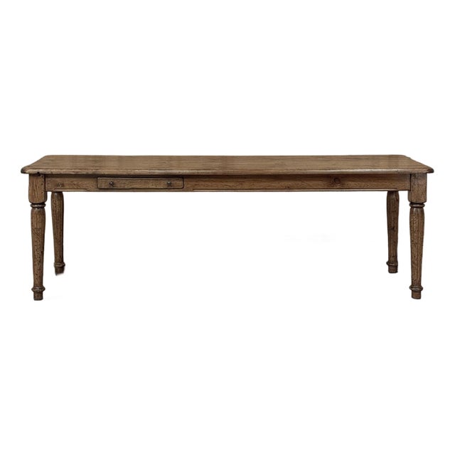 Antique English Rustic Pine Farm Table ~ Dining Table With Drawer For Sale