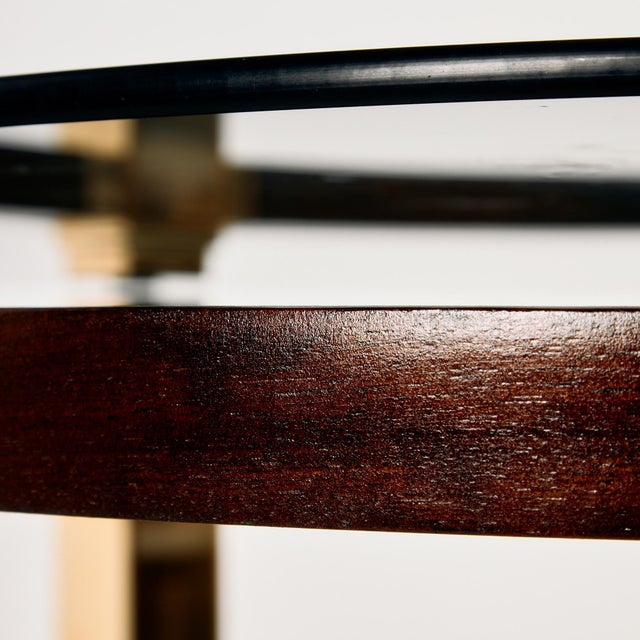 Metal Vintage Mahogany and Brass Dining Table, 1970s For Sale - Image 7 of 11