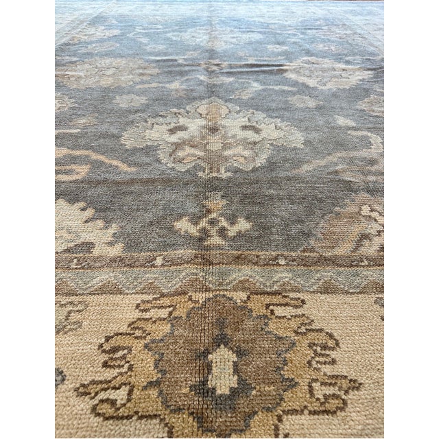 Vintage Oushak Carpet, Oriental Rug, Handmade Grey, Ivory, Saffron For Sale - Image 12 of 12