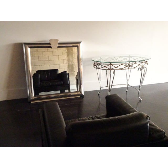 Mid-Century Modern Vintage 1970s Mirror in Bullnose Aluminum Frame For Sale - Image 3 of 13