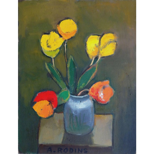 1970s Aleksandr Rodin, Seven Tulips, Oil on Canvas, 1970s For Sale - Image 5 of 5