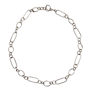 Mixed Shape 18kt White Gold Link Necklace with Toggle Closure
