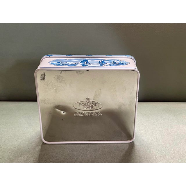 Late 20th Century Blue & White Windmill Tin Box For Sale In Jacksonville, FL - Image 6 of 9
