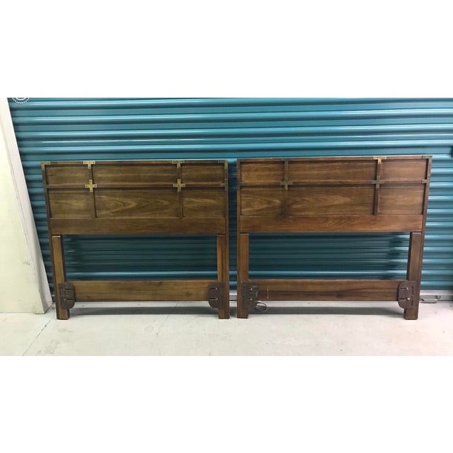 Vintage Bernhardt Campaign Twin Headboards a Pair Chairish