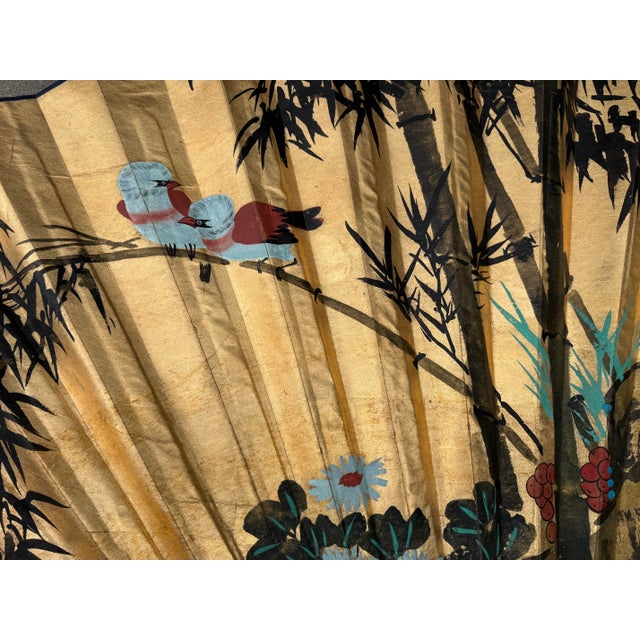 Mid Century Monumental Hand-Painted Fan For Sale - Image 4 of 18