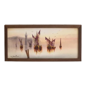 Framed Original Watercolor Nautical Scene