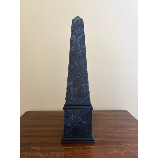 Neoclassical Faux Marble Obelisk With Brass Mounts For Sale - Image 9 of 11