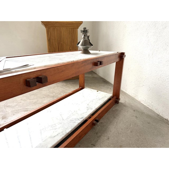 Italian Modernist Étagère in Teak and Carrara Marble, 1950s For Sale - Image 13 of 18