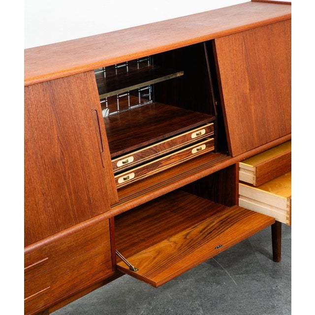 Mid Century Danish Modern Credenza Sideboard Central Bar Teak MCM 6 Drawers 78" For Sale - Image 11 of 12