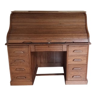 Antique Roll Top Banker Desk W/Secret Locking Mechanisms! For Sale
