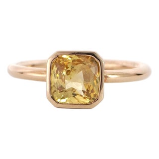 Gia No Heat Yellow Sapphire Solitaire Ring 2.15ct in 14k Gold Size 7.75 For Sale