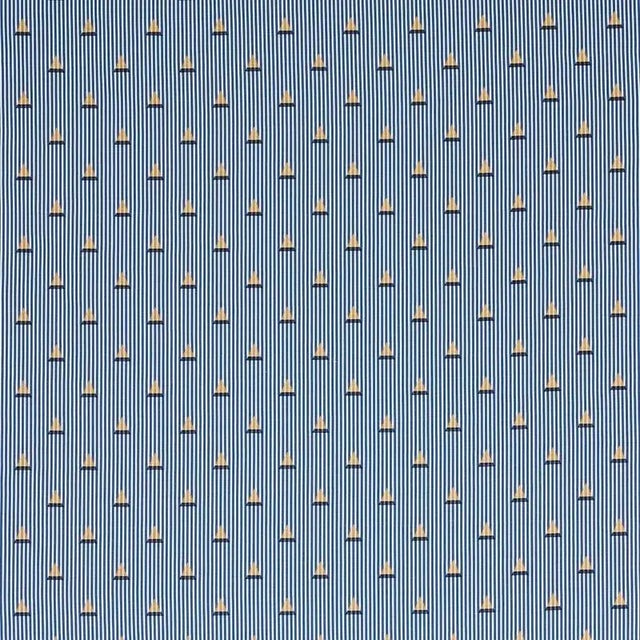 Schumacher Ludus Stripe Fabric in Blue For Sale