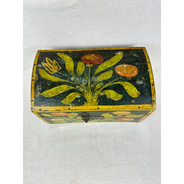 Antique French 19th Century Hand Painted Polychrome Trunk For Sale - Image 9 of 12