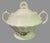 This beautiful sugar bowl and creamer set from Copeland Spode's "Jewel" collection features a stunning hand-painted heath...