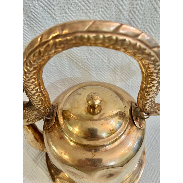 Metal Early 20th Century Chinoiserie Hollywood Regency Dragon Handle Tea Kettle For Sale - Image 7 of 10