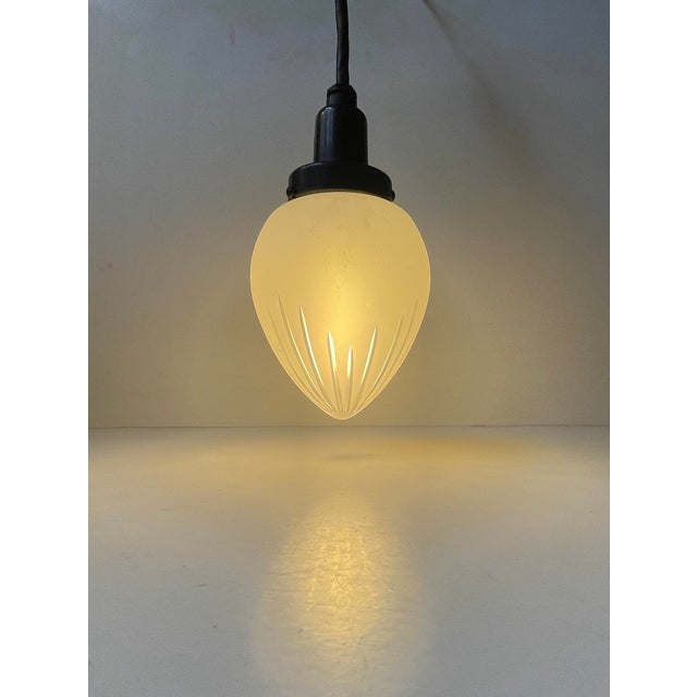 Scandinavian Art Deco Drop Shaped Pendant Lamp in Opaque Glass, 1930s For Sale - Image 10 of 10