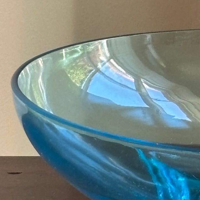 Mid-Century Modern 1960s Hazel Atlas Capri Blue Bowl For Sale - Image 3 of 7