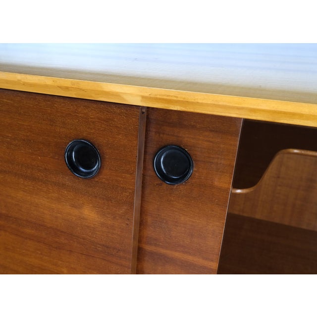 Mid-Century Modern Bi Level Long Credenza Server Dresser Cabinet Ebonized Legs For Sale - Image 12 of 18