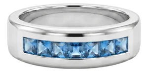 Swiss Blue Topaz Engagement Ring • Channel Set Stacking December Birthstone Ring Us 7