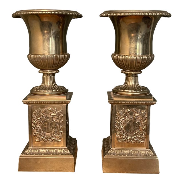 1800s Gilt Bronze Medici Urns - a Pair For Sale