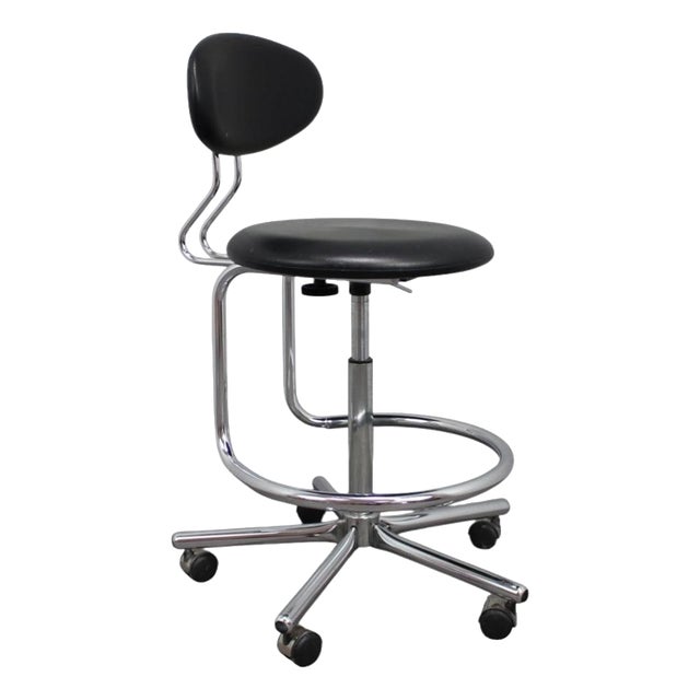 Adjustable Chrome Swivel Office Chair on Casters, Czechoslovakia, 1980s For Sale