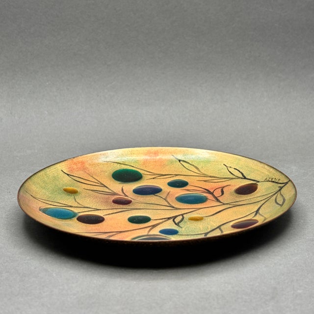 Vintage Hilary “Tree of Life” Enamel on Copper Plate With Glass Cabochons For Sale In New York - Image 6 of 8