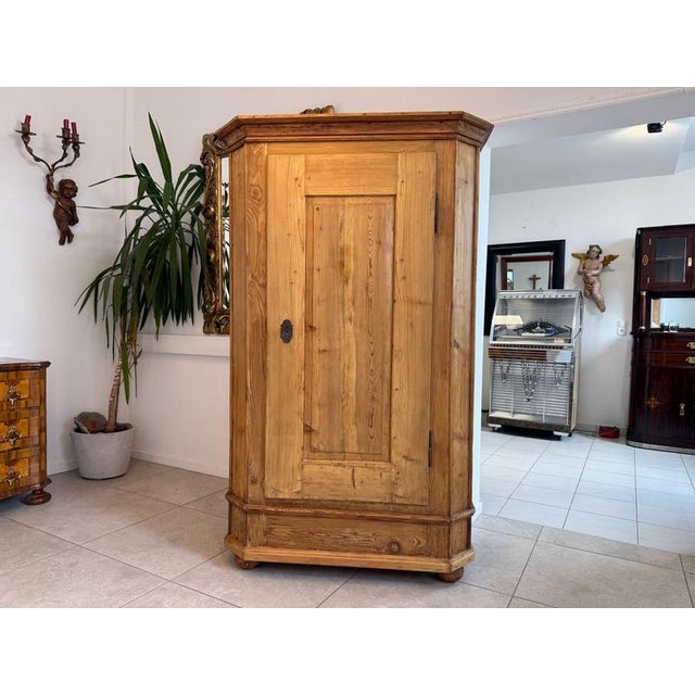 Biedermeier Farmhouse Baroque Cupboard in Softwood from Tyrol For Sale - Image 3 of 9