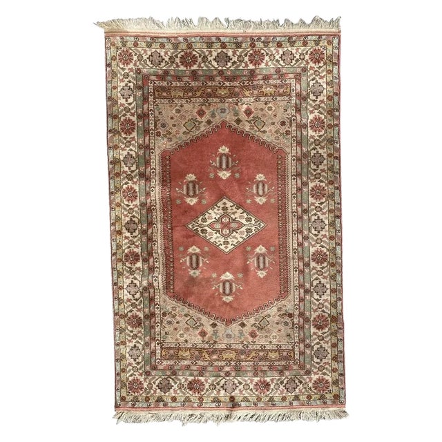 Vintage Wool Turkish Rug, 1980s For Sale