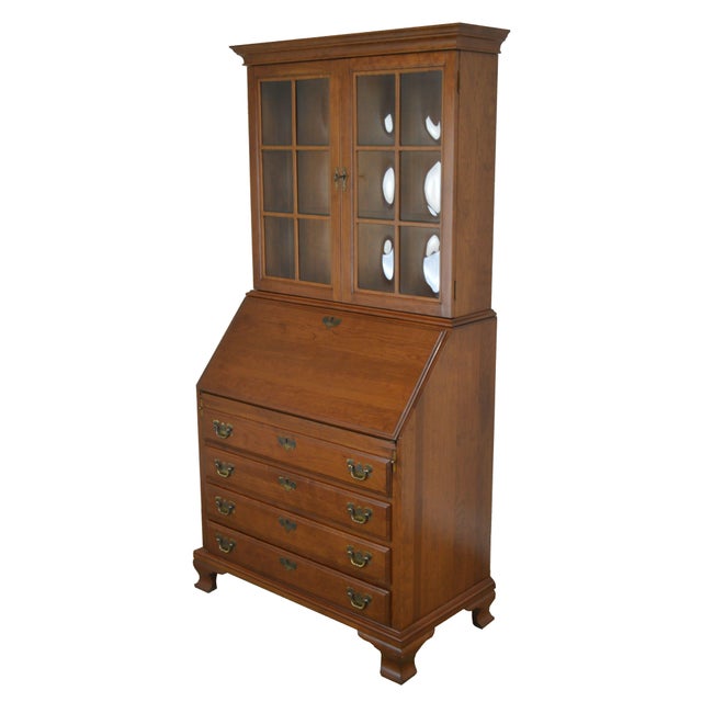 Maddox of Jamestown Solid Cherry Bubble Glass Secretary Desk Chairish