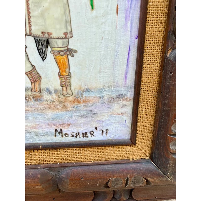 Rustic 1970s Sun God Kachina Worrier, Framed For Sale - Image 3 of 3