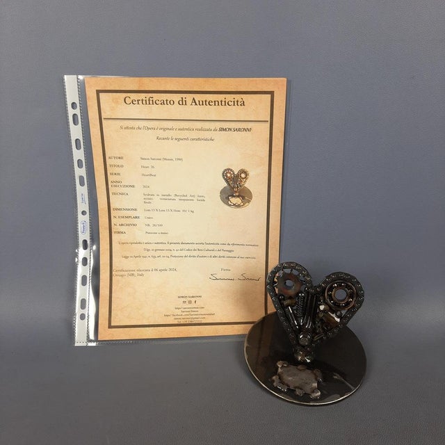 Sculpture Heart in Metal, Iron & Steel by Simon Saronni For Sale - Image 11 of 14