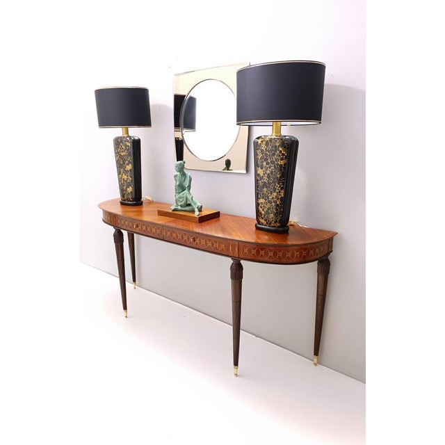 Postmodern Vintage Italian Black and Gold Glazed Ceramic Table Lamps, 1980s, Set of 2 For Sale - Image 3 of 15