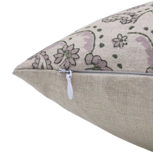 Art Deco Fabdivine Handmade Block Printed Cushion Cover 20x20 Inch Pure Linen-Sajawat For Sale - Image 3 of 4