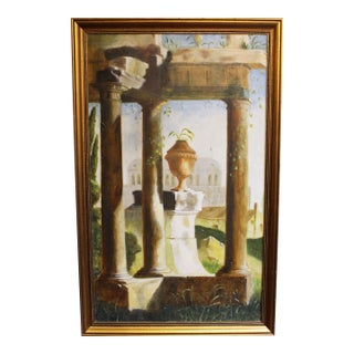 Early-Mid 20th Century European Painting of Italian Architectural Ruins For Sale