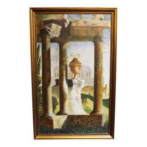 Early-Mid 20th Century European Painting of Italian Architectural Ruins