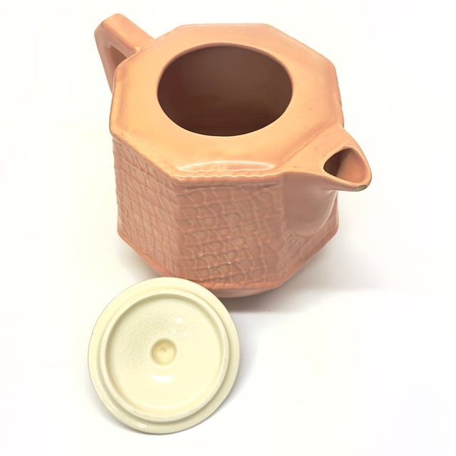 Blush Colored Tea Set With Textural Netting Motif by Bordallo Pinheiro Portugal - 16 Pieces / Serves 6 For Sale - Image 15 of 18