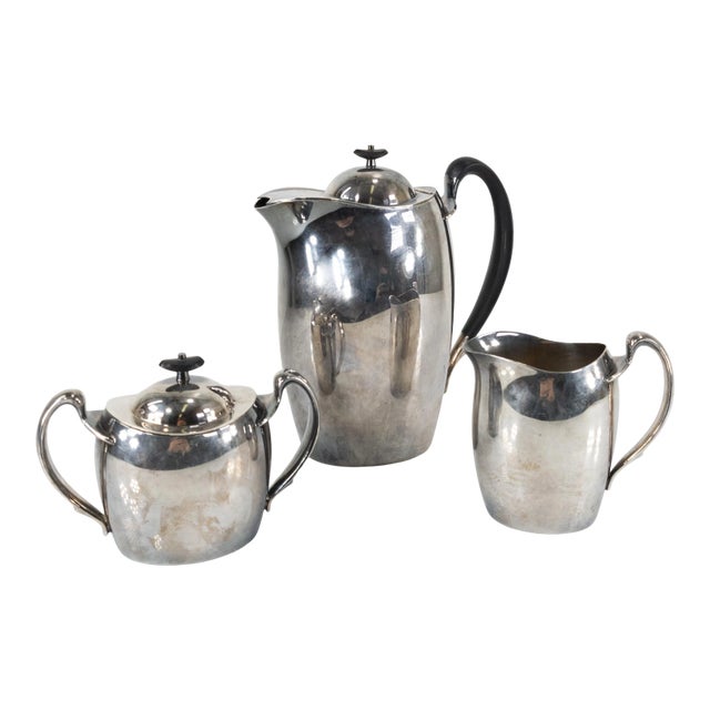 Vintage Mid-Century Modernist Silver Plate Tea or Coffee Set - 3 Pieces For Sale